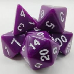 ENSEMBLE DE DÉS POLYÉDRIQUES – OPAQUE – MAUVE AVEC CHIFFRES BLANCS